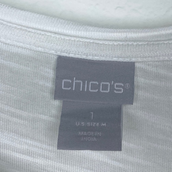 Chico’s Laser Cut Eyelet Slub White Tee - Picture 5 of 7